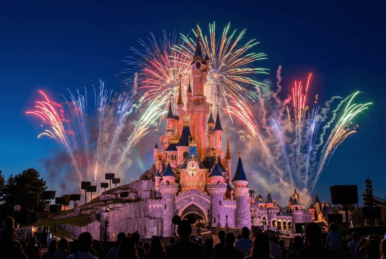 Disneyland Paris castle with fireworks
