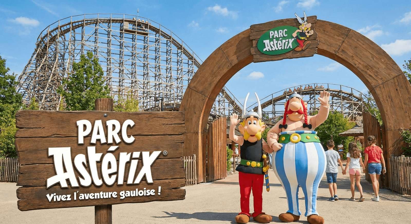 Entrada del Parc Astérix con atracciones familiares