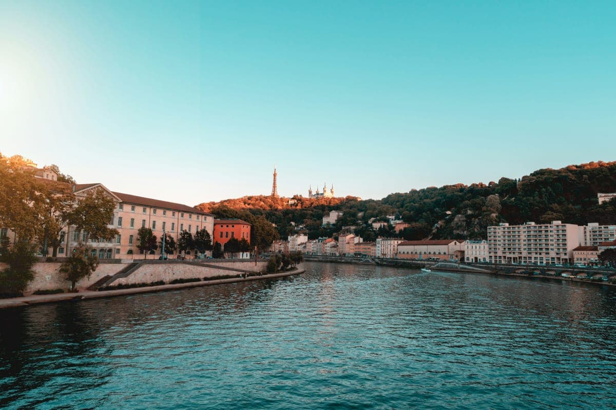 Lyon city view over the Saône river