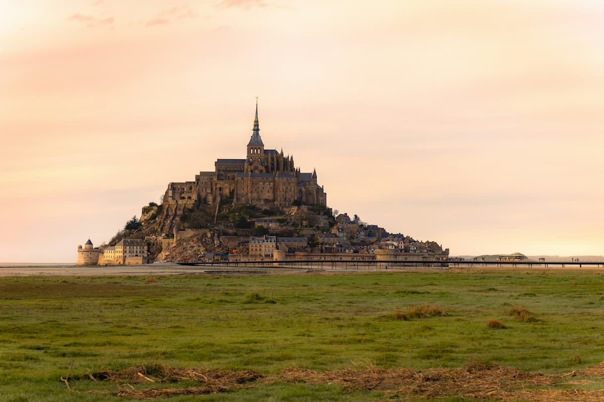 Mont Saint-Michel abbey above tidal flats